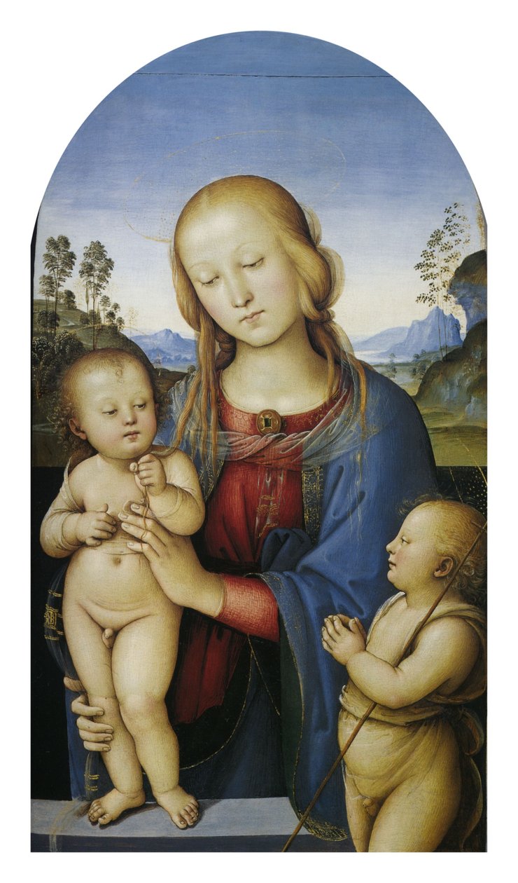 Madonna met Kind en Sint Johannes door Pietro Perugino
