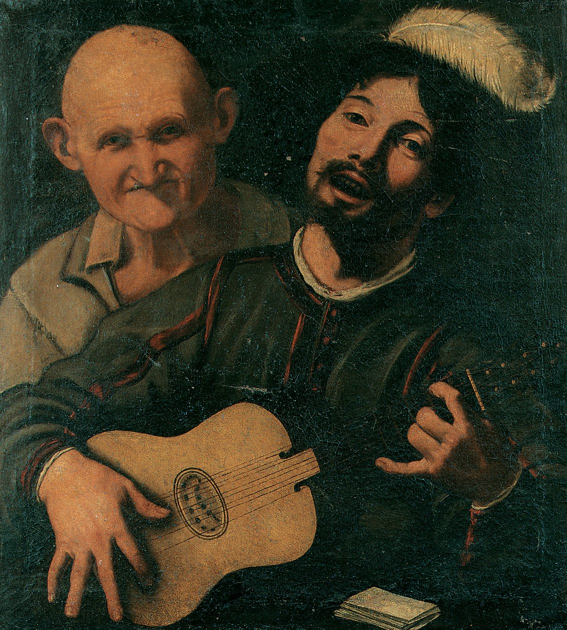 Een gitarist en een oude man door Pietro (attr. to) Paolini