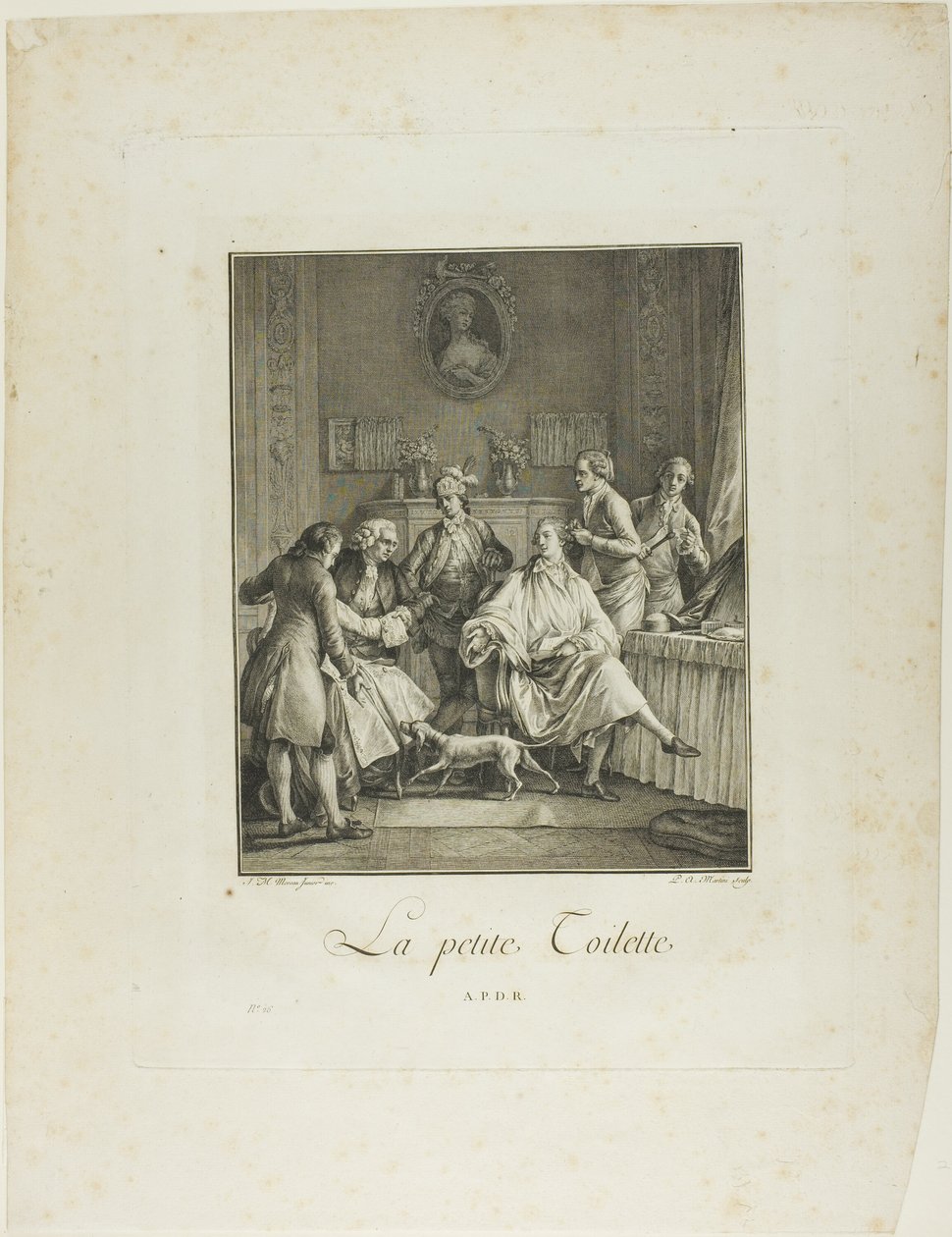 De Kleine Toilette, uit Monument du Costume Physique et Moral de la fin du Dix-huitième siècle door Pietro Antonio Martini