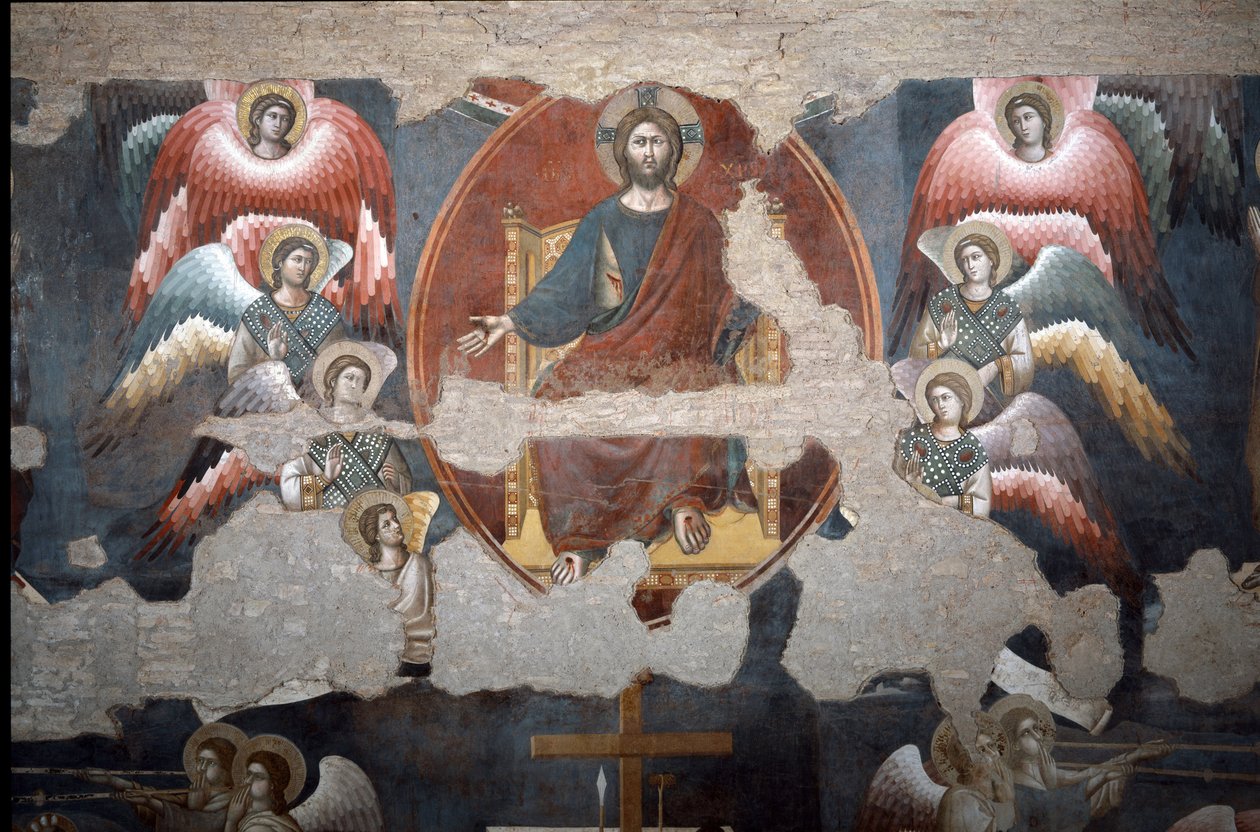 Het Laatste Oordeel Christus overwint. (Detail) - Fresco door Pietro Cavallini