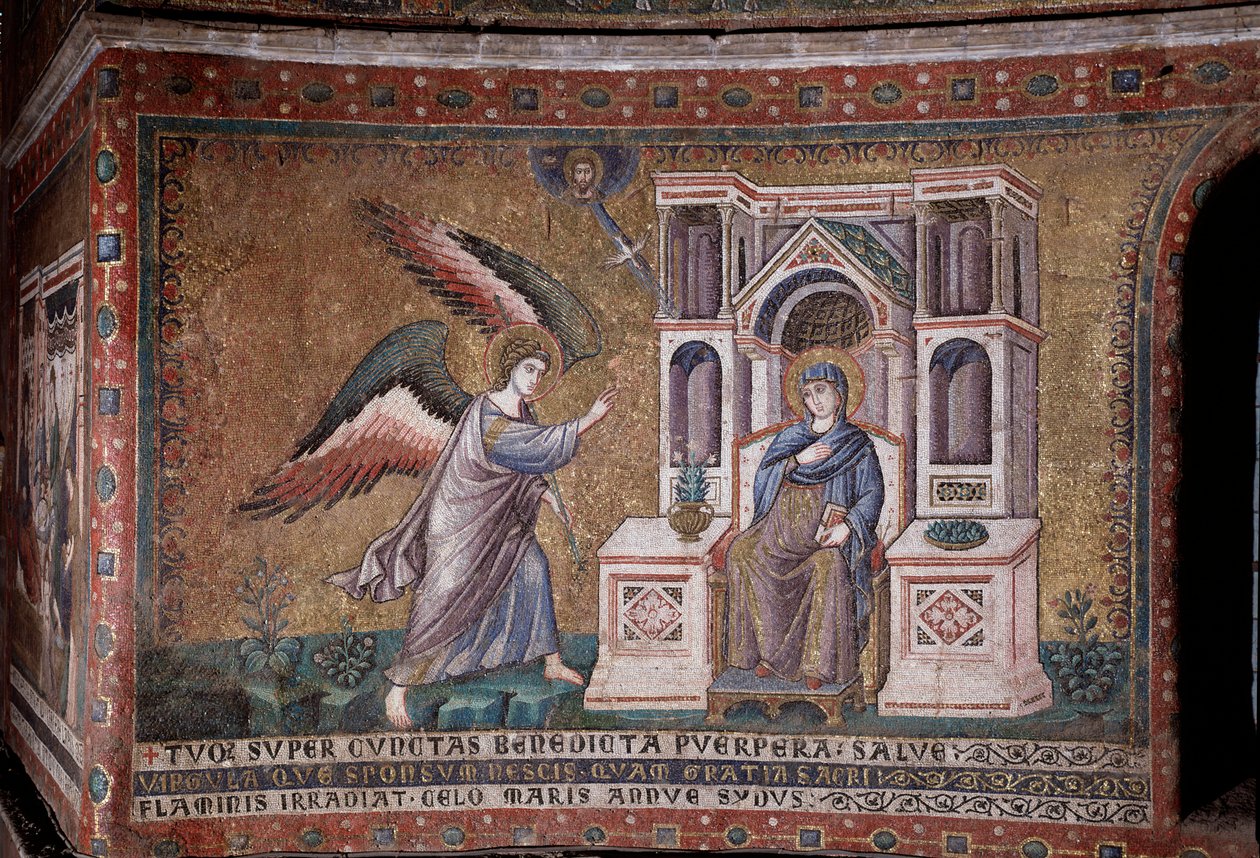 De mozaïek Aankondiging van de apsis van Pietro Cavallini door Pietro Cavallini