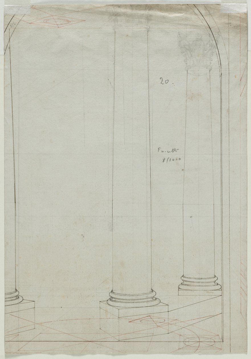Architecturale Tekening van Kolommen (verso) door Pietro Fancelli