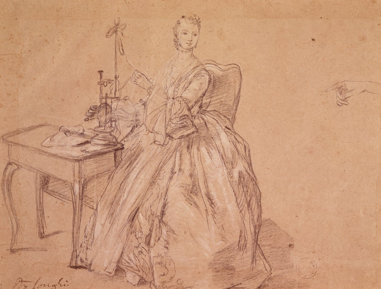 Een vrouw aan het spinnen door Pietro Longhi