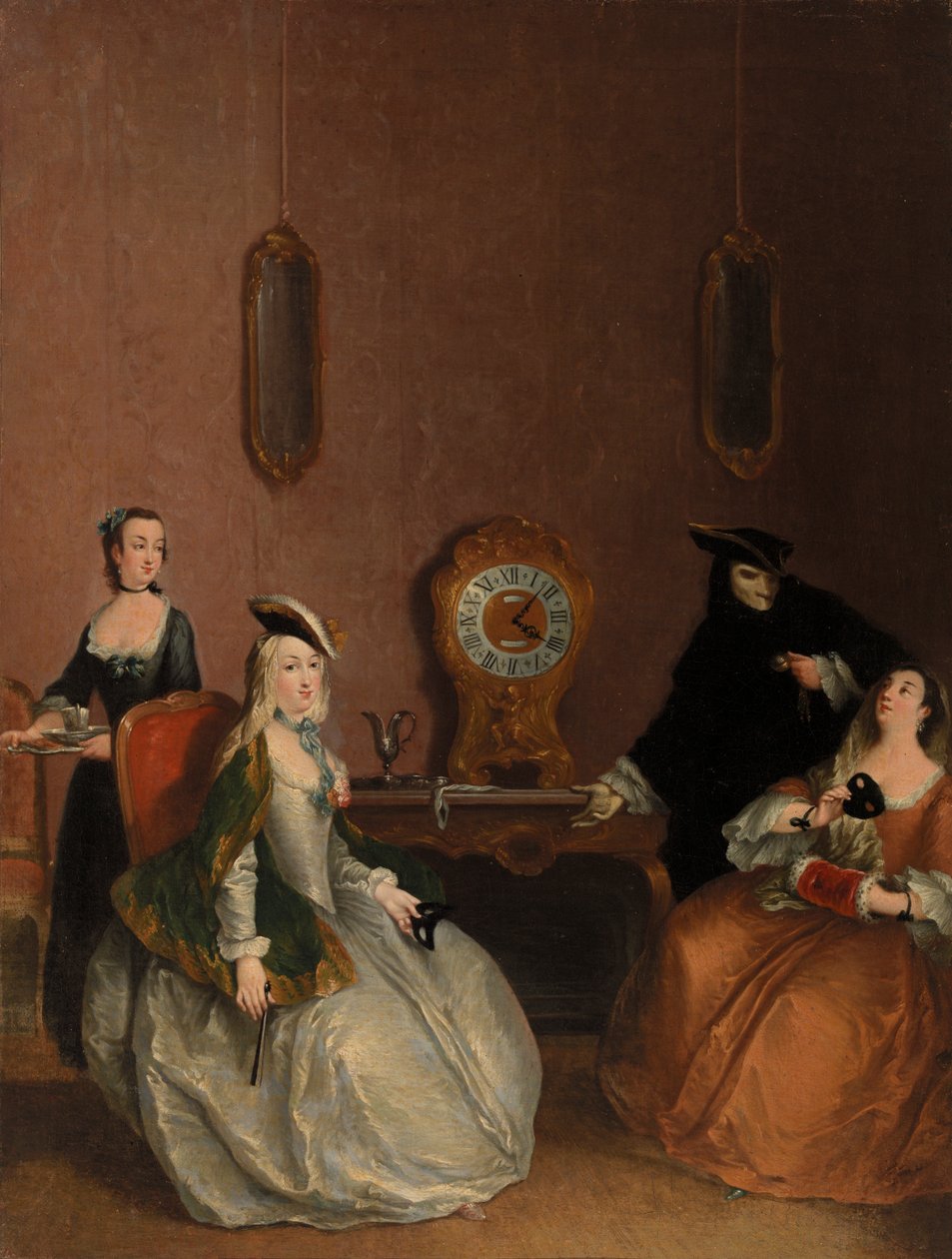 Interieurscène - Gemaskerd feest door Pietro Longhi