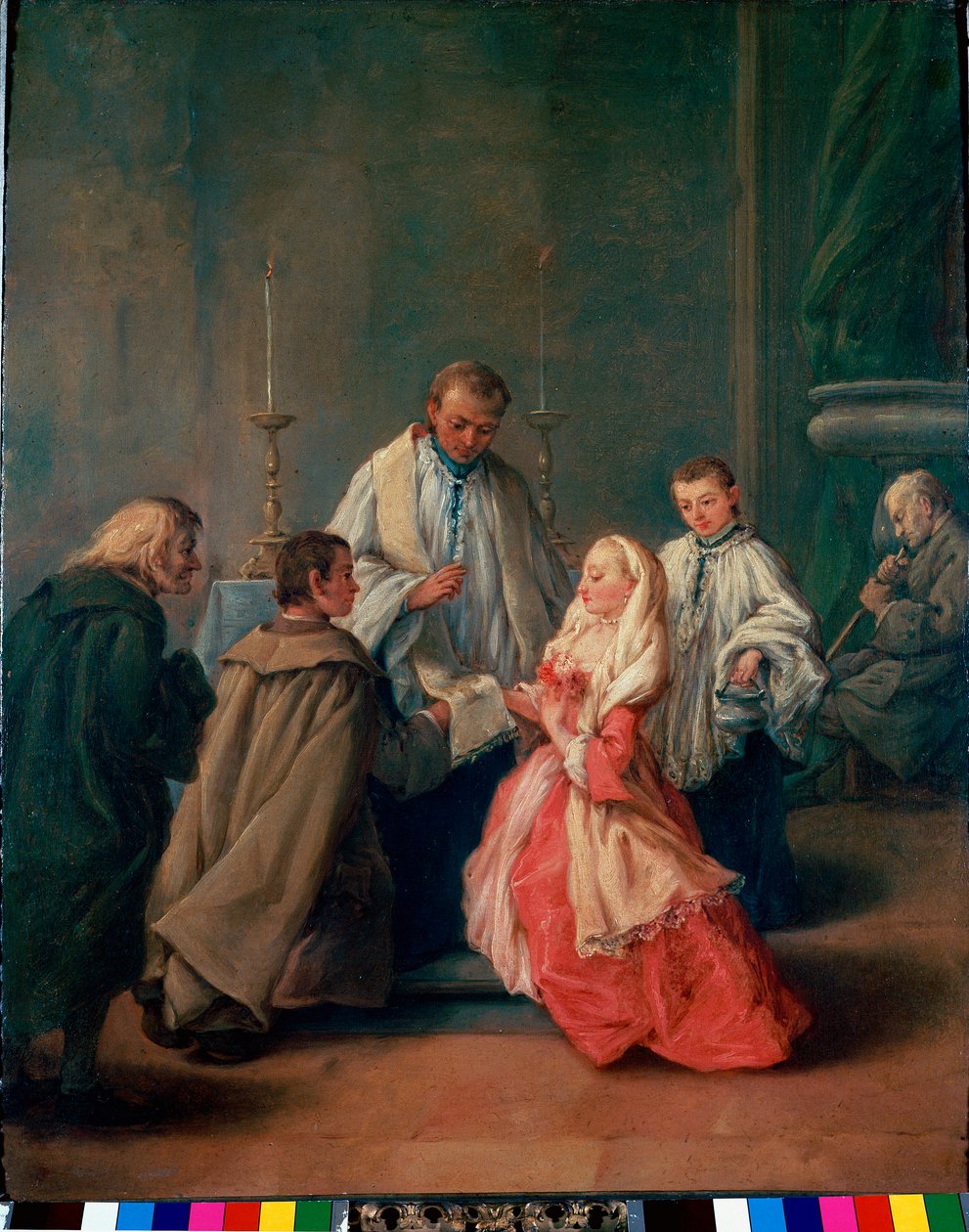 De sacramenten: Huwelijksceremonie door Pietro Longhi