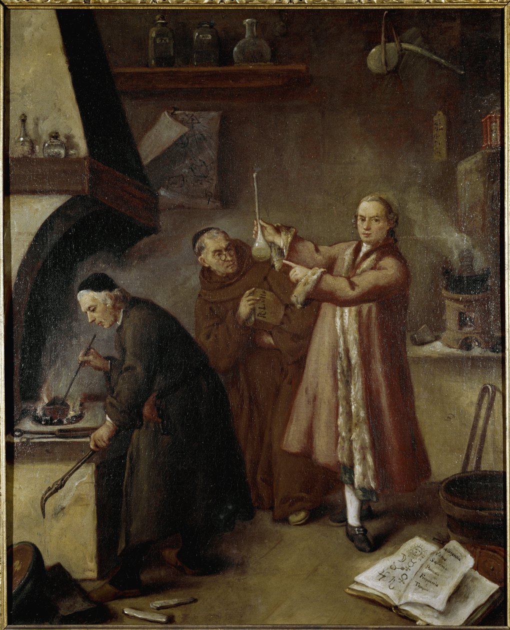 Het laboratorium van de alchemist door Pietro Longhi