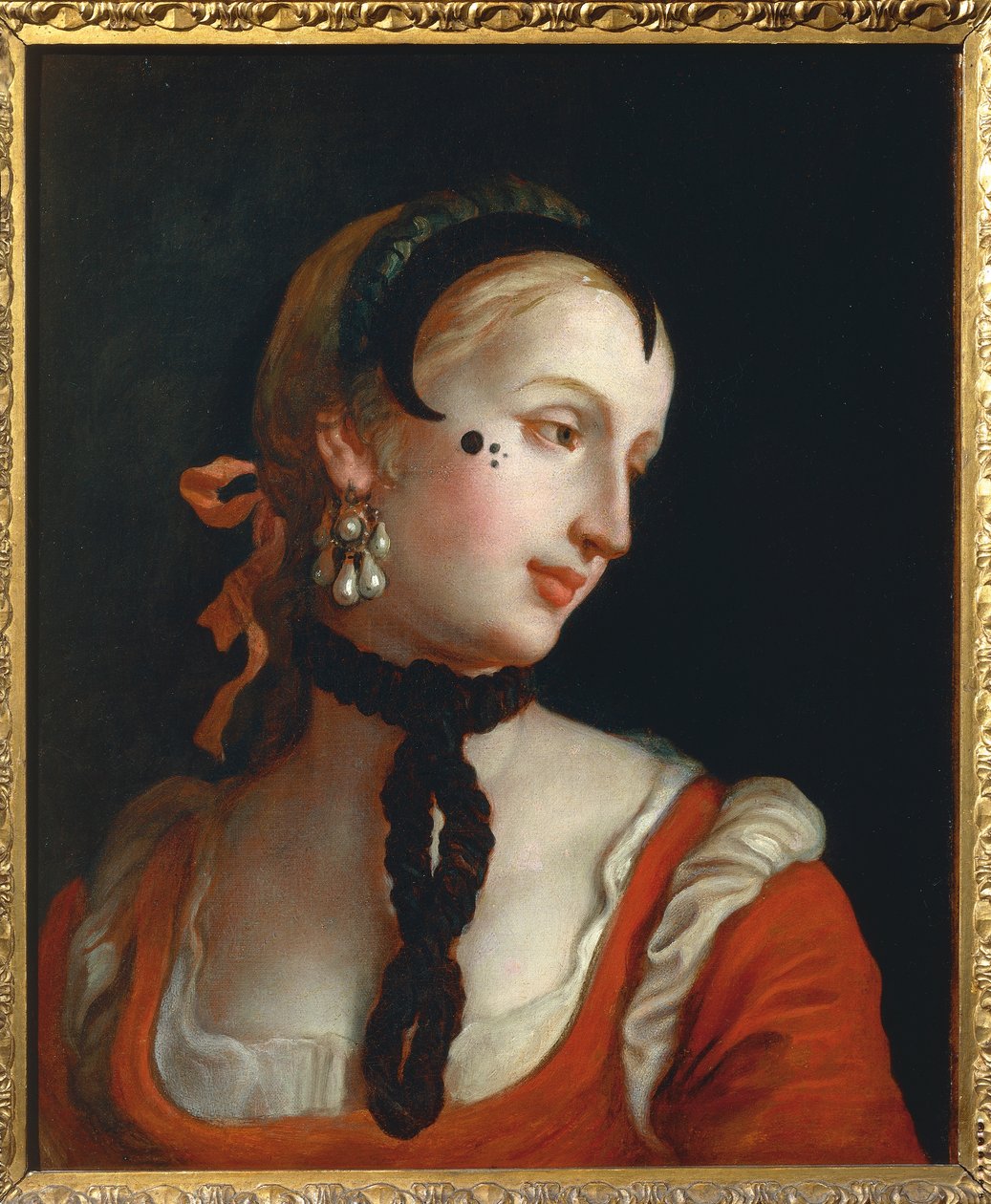 Venetië: Vrouw met een schoonheidsvlek door Pietro Longhi