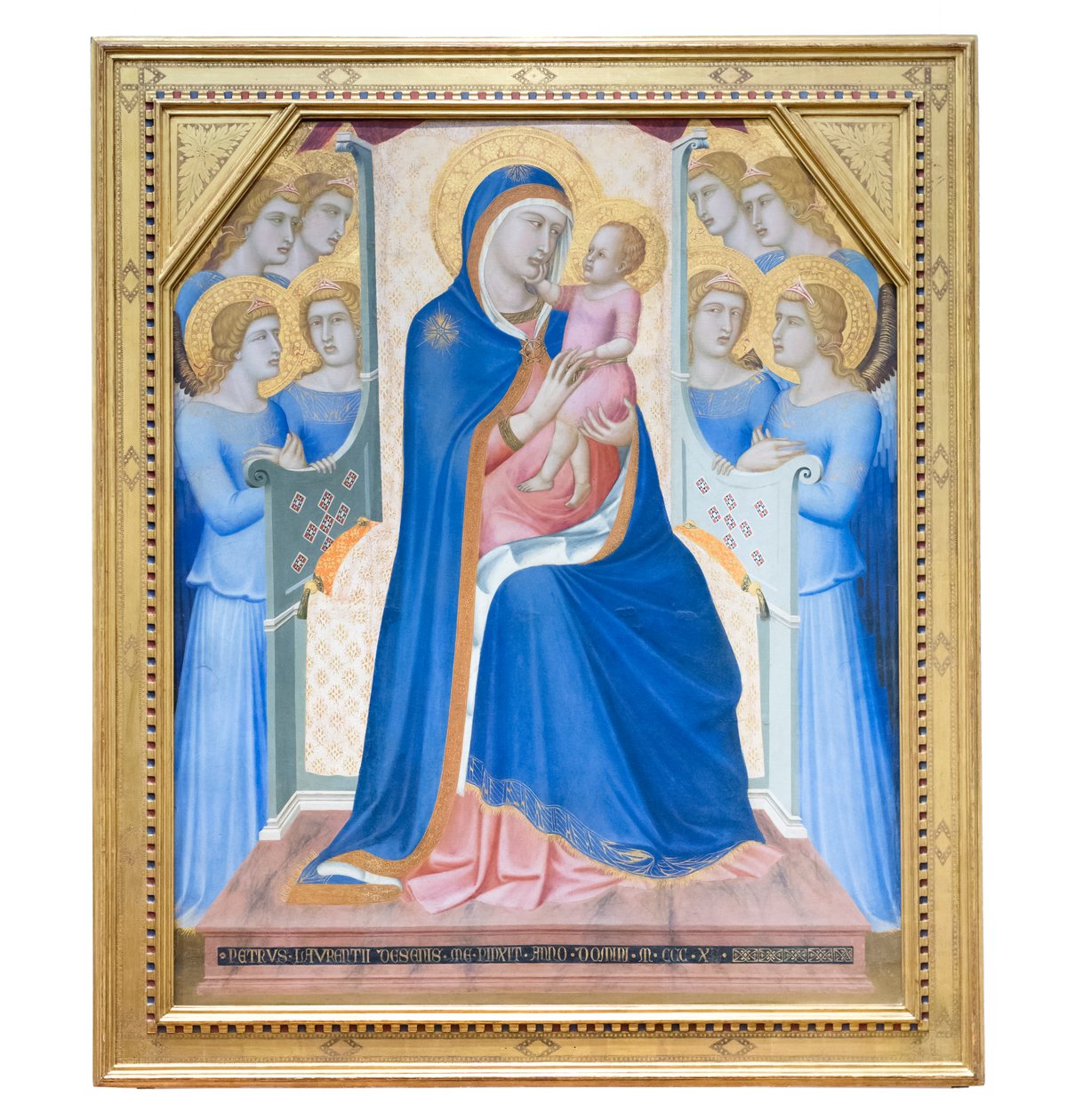 Madonna en Kind op de Troon met acht engelen door Pietro Lorenzetti