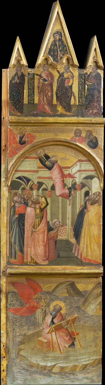 Der heilige Johannes der Evangelist auf Patmos, seine Himmelfahrt door Pietro Lorenzetti