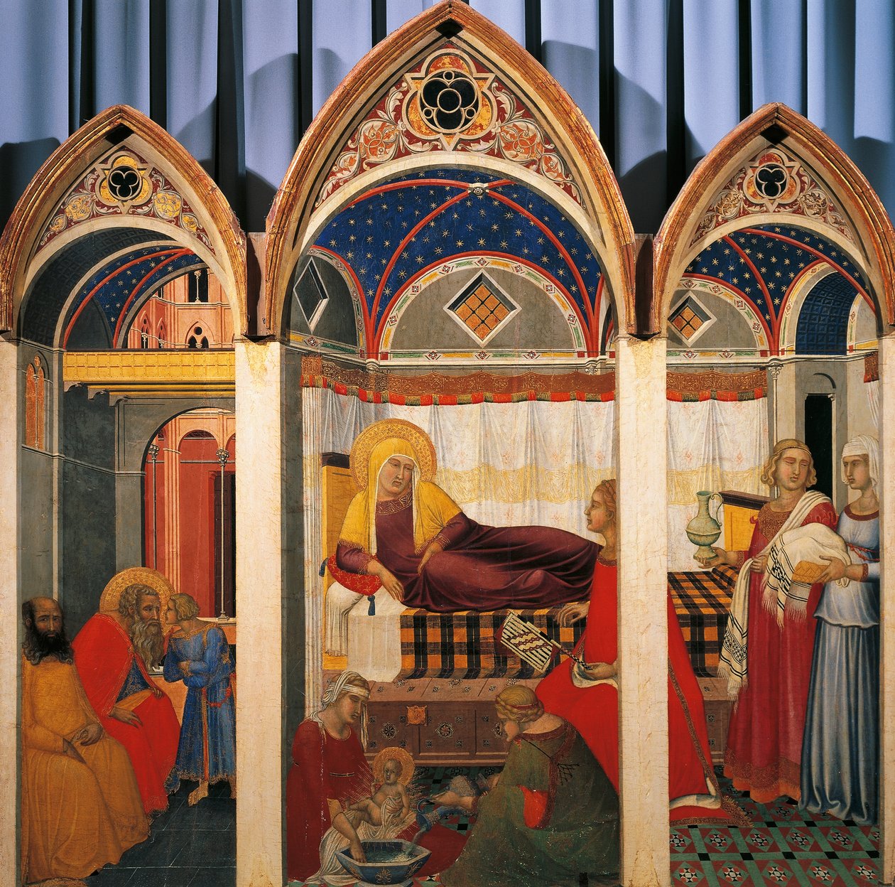 Drieluik van de geboorte van de Maagd door Pietro Lorenzetti