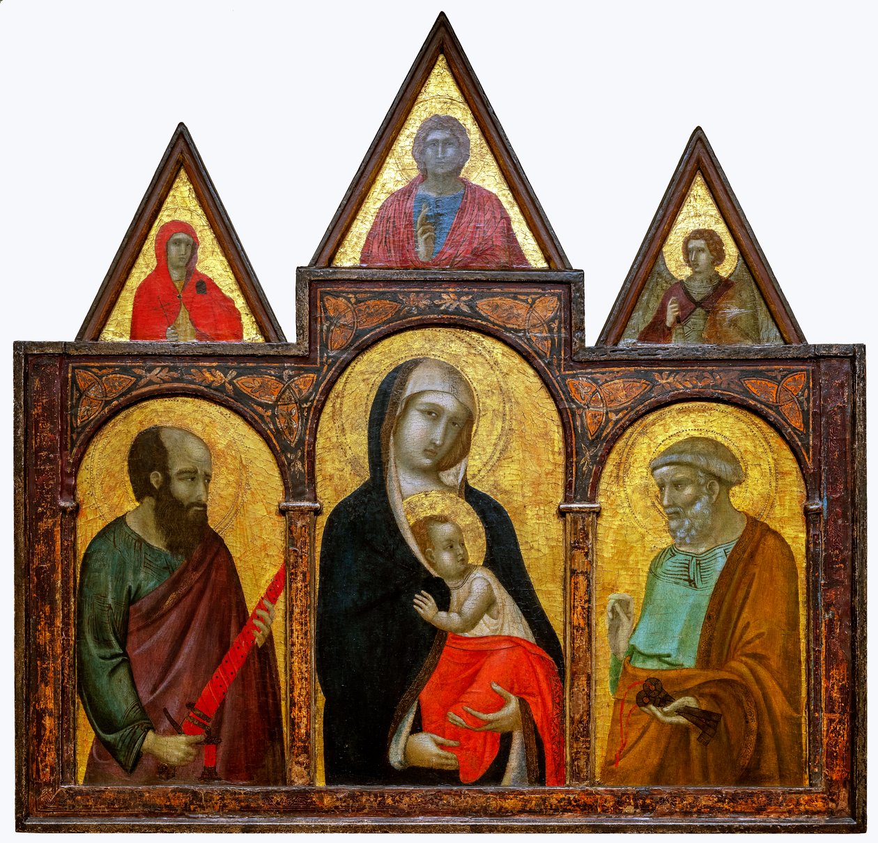 Maagd en Kind met Heiligen Paulus en Petrus, 1310-20 door Pietro Lorenzetti