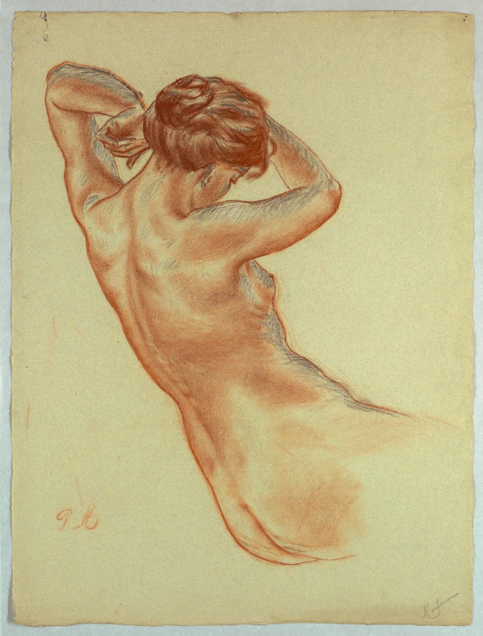 Halffiguur van een zittende naakte vrouw door Pietro Montana