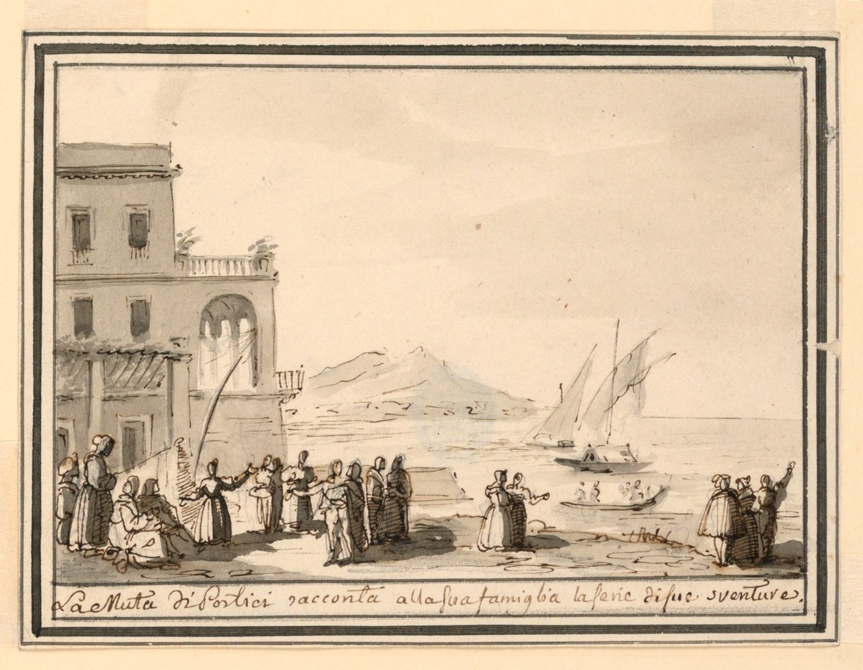 Toneelontwerp, havenstad door Pietro Narducci