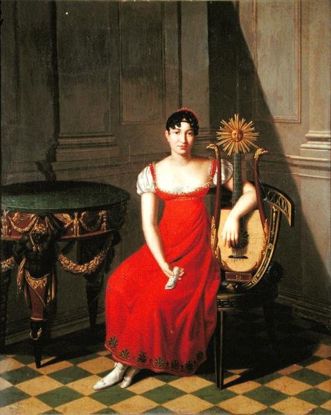 Dame met een harp luit door Pietro Nocchi