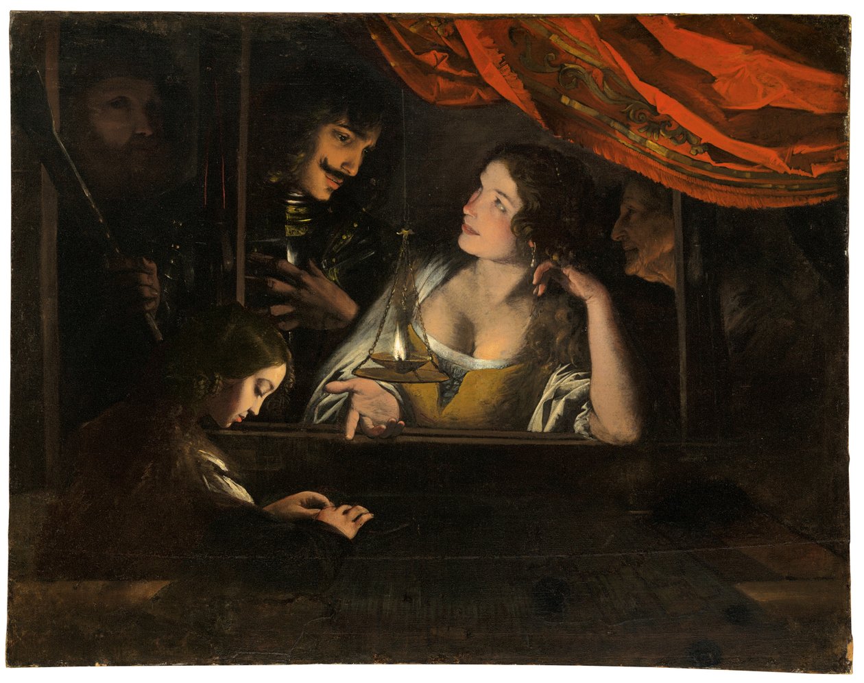 Figuren in een Interieur Rond een Lantaarn door Pietro Paolini