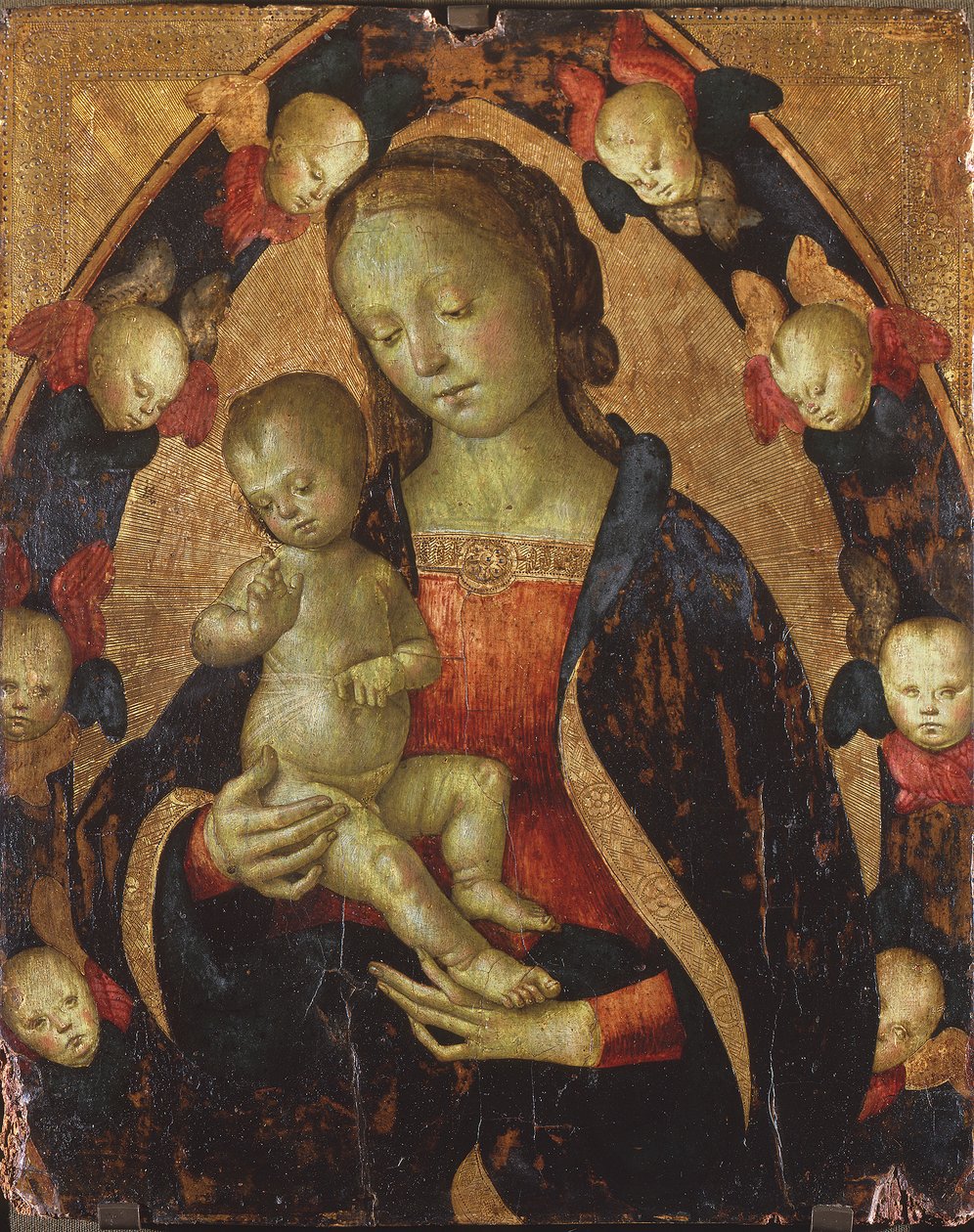 Madonna en Kind omringd door cherubijnen door Pietro Perugino