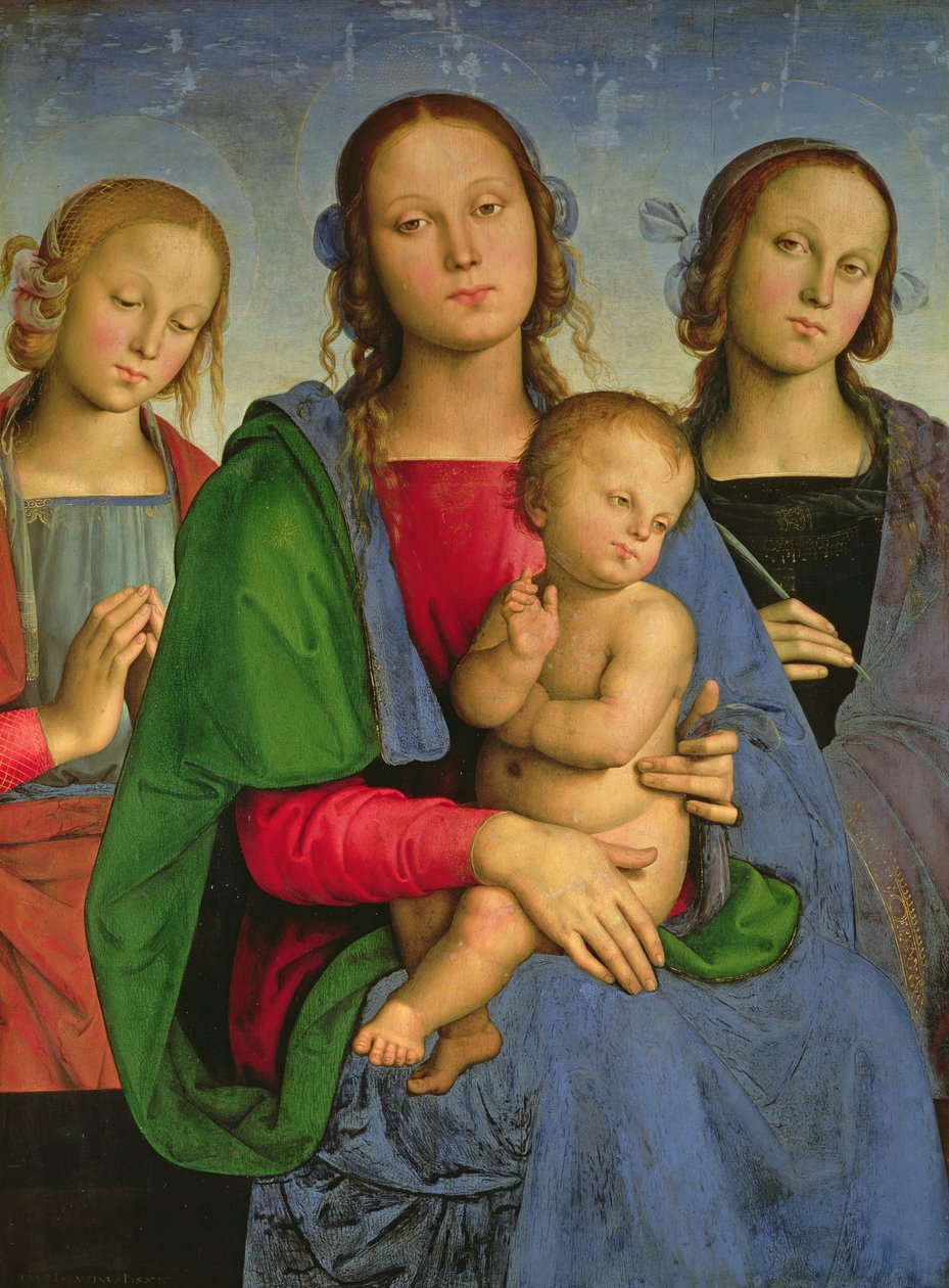 Madonna en Kind met St. Catharina en St. Rosa, 1493 door Pietro Perugino