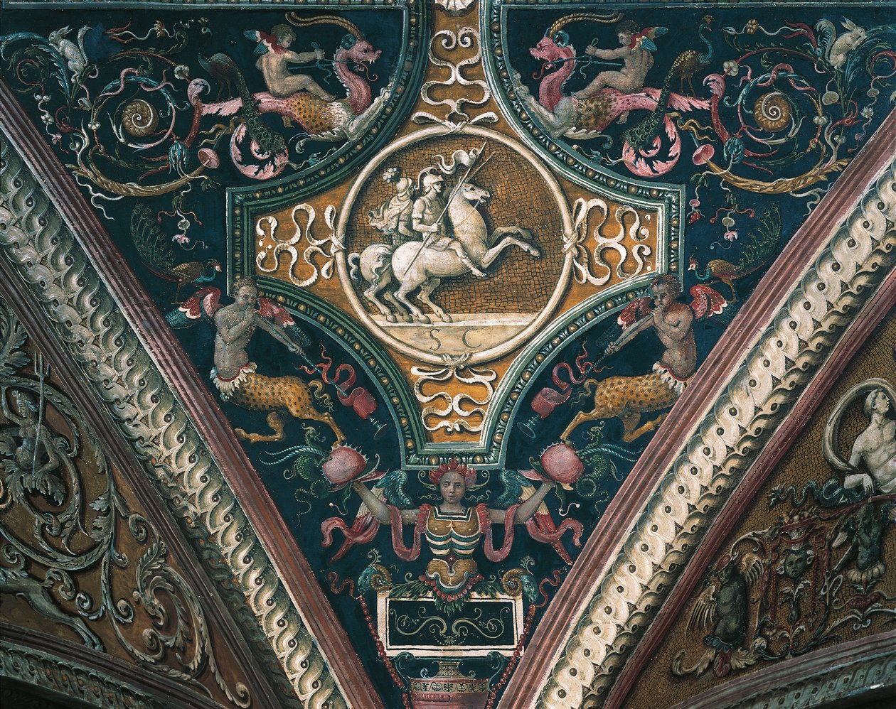 Planeten en groteske decoratieve motieven door Pietro Perugino