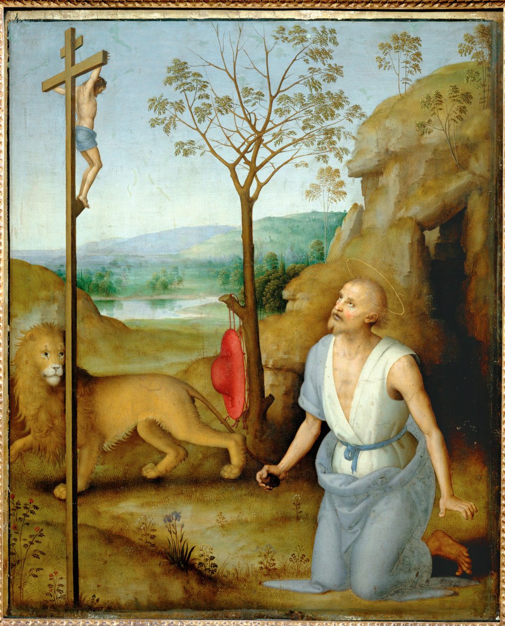 Hiëronymus in de woestijn (schilderij) door Pietro Perugino