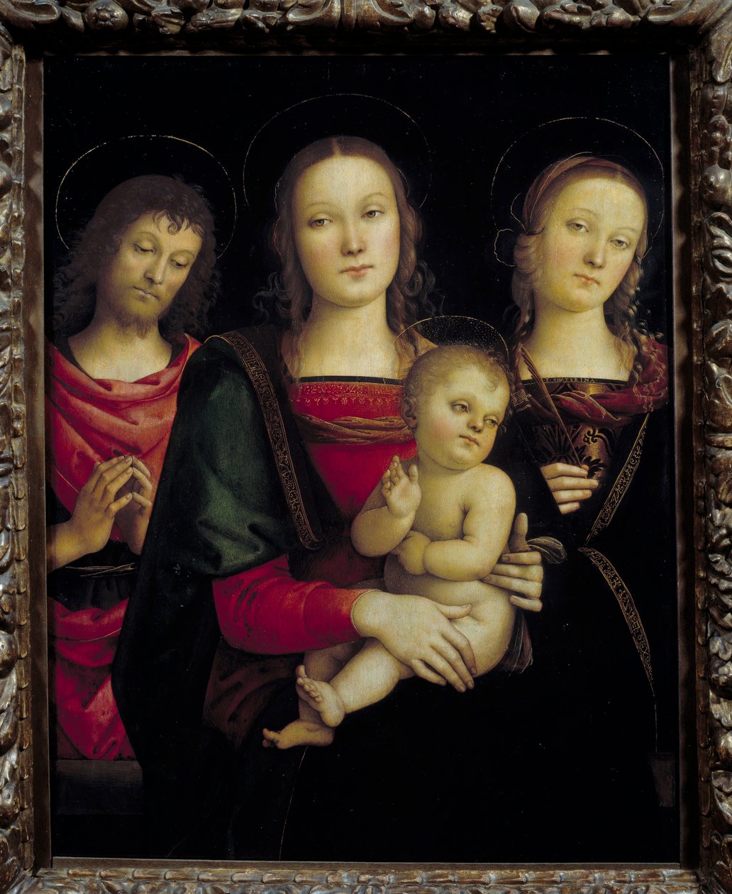 De Maagd en Kind omringd door Sint Johannes de Doper en Sint Catharina door Pietro Perugino