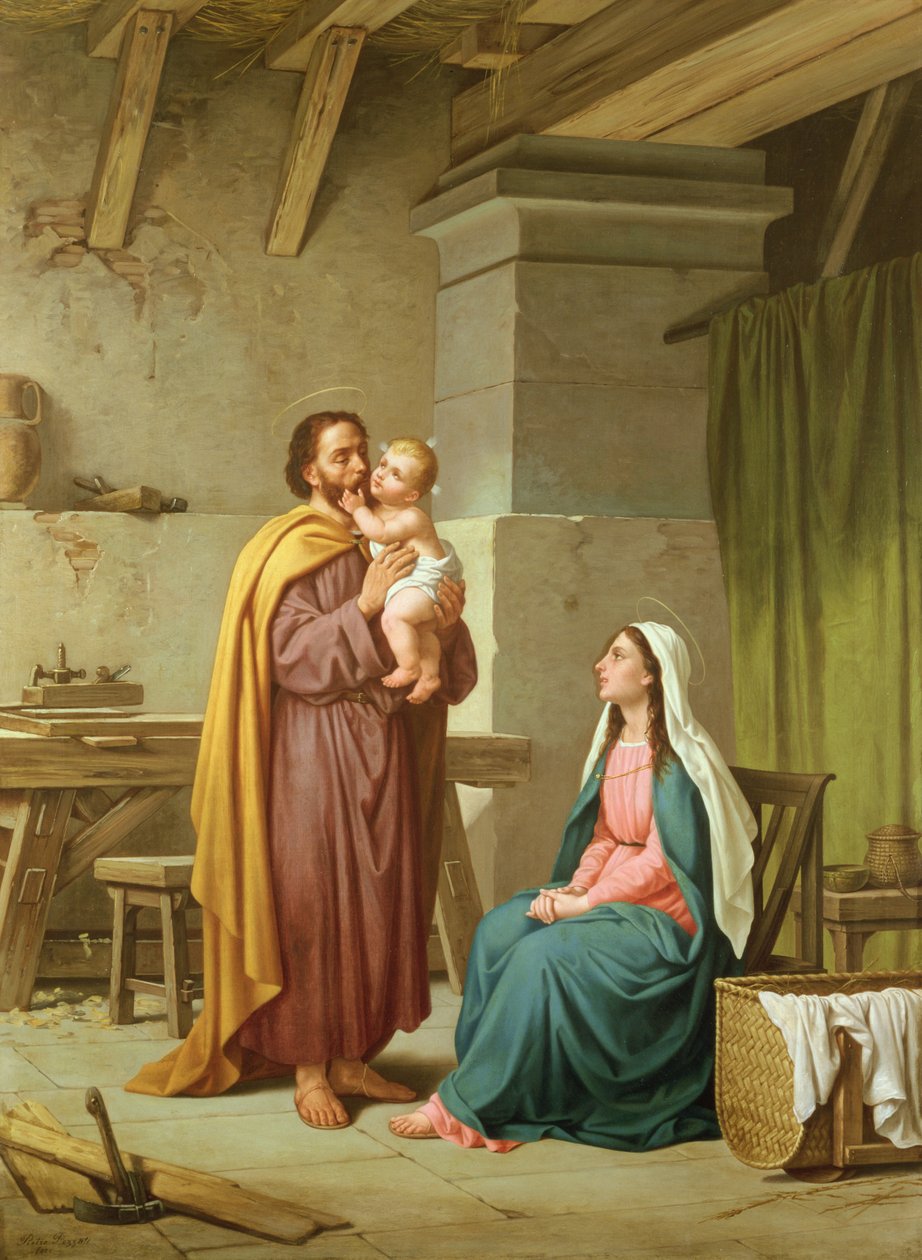 De Heilige Familie in de werkplaats van St. Joseph door Pietro Pezzati
