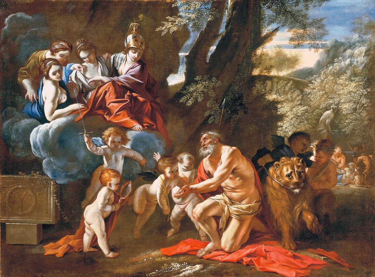 De Vier Kardinale Deugden Verschijnen aan Sint Hiëronymus door Pietro Testa