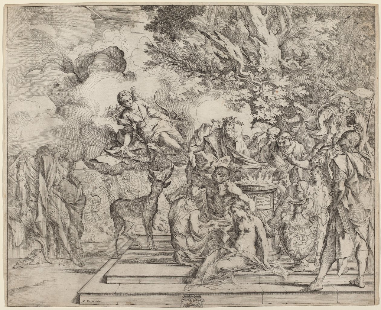 Het Offer van Iphigenia door Pietro Testa