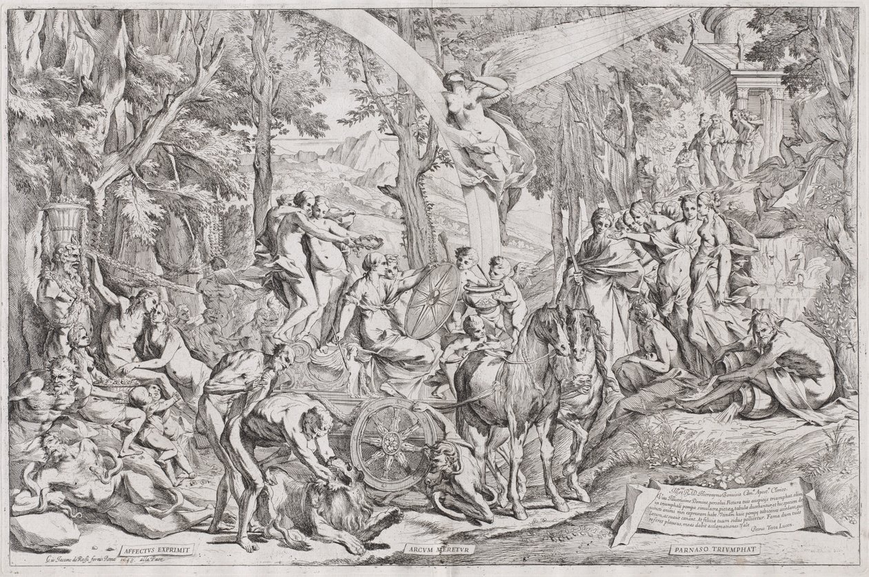 De Triomf van de Schilderkunst op Parnassus door Pietro Testa