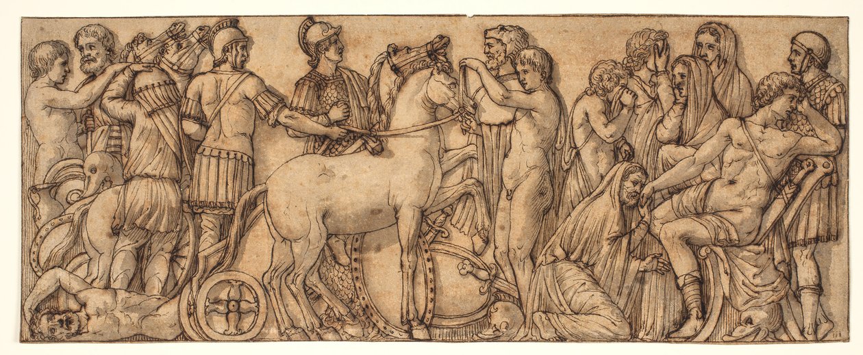Fries van een Romeinse sarcofaag(?) door Pietro da Cortona