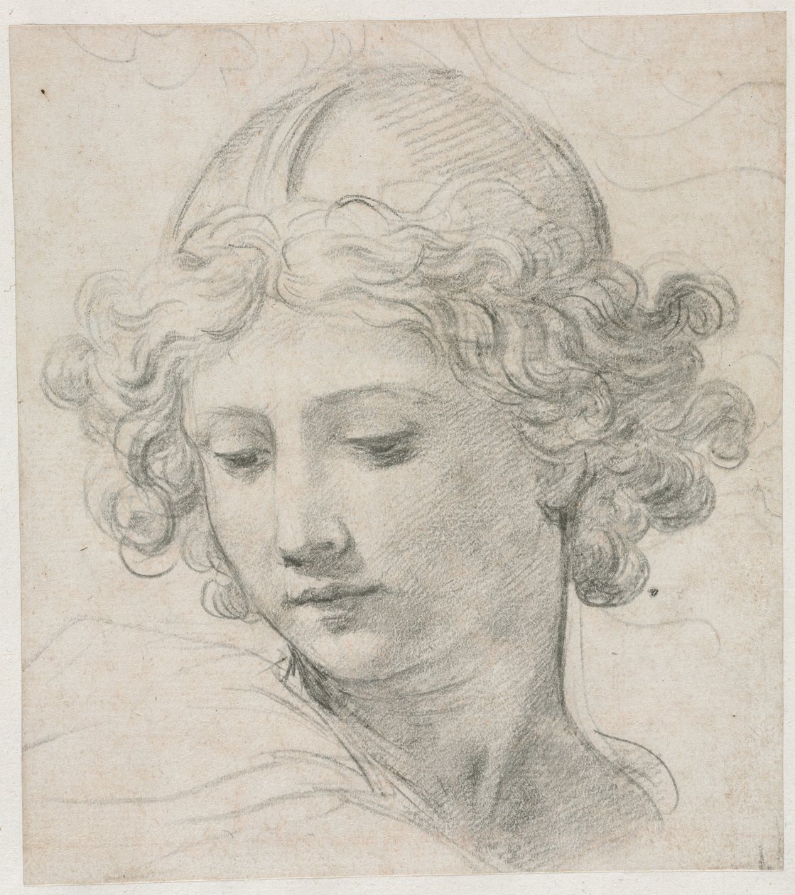 Studie voor het hoofd van St. Michael, 1633 door Pietro da Cortona