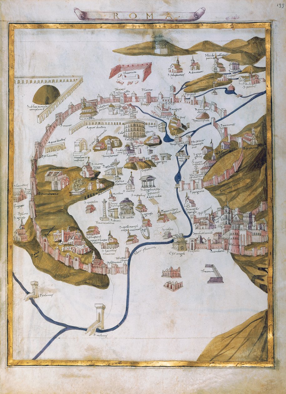 Uitzicht op Rome door Pietro del Massaio