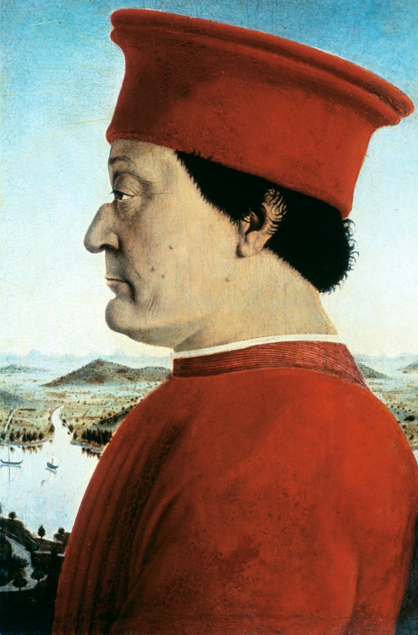 Portret van Federico da Montefeltro, Hertog van Urbino, ca. 1465 door Pietro della Francesca