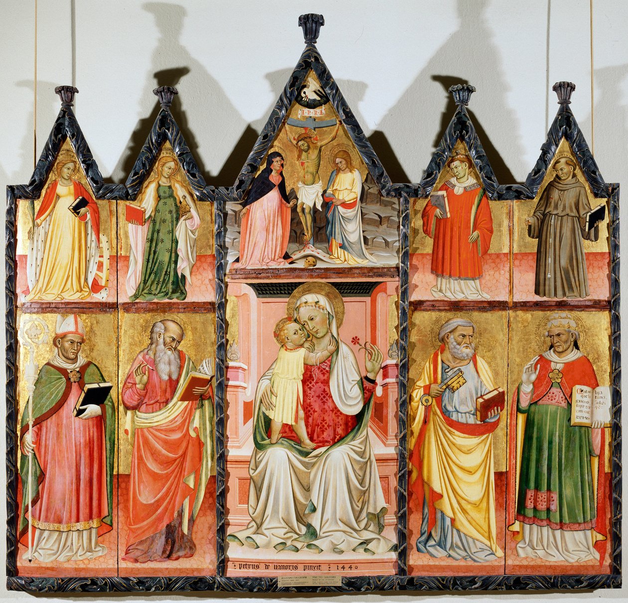 Madonna en Kind met Heiligen polyptiek, tien afzonderlijke panelen door Pietro di Giovanni Lianori