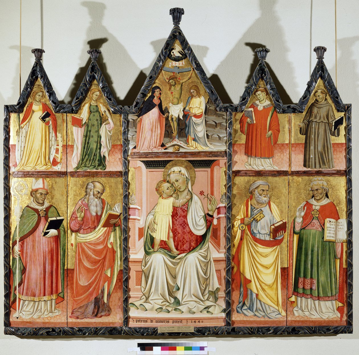 Polyptiek van de Maagd met Kind en Heiligen door Pietro di Giovanni Lianori