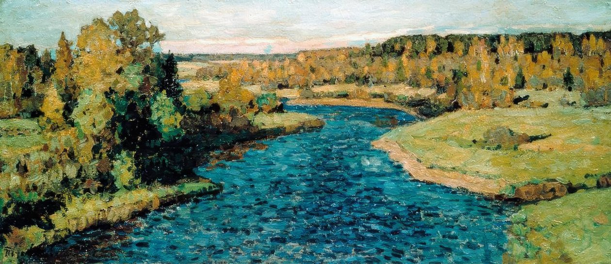 Rivier in de herfst door Pjotr Iwanowitsch Petrowitschew
