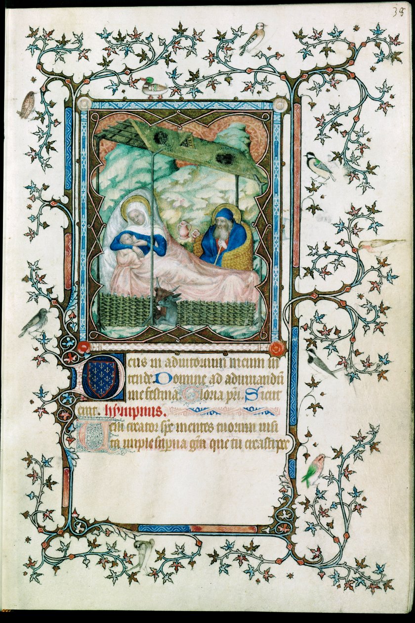 Geboorte. Uit de Petites heures du Duc de Berry ... door Pol de Limbourg