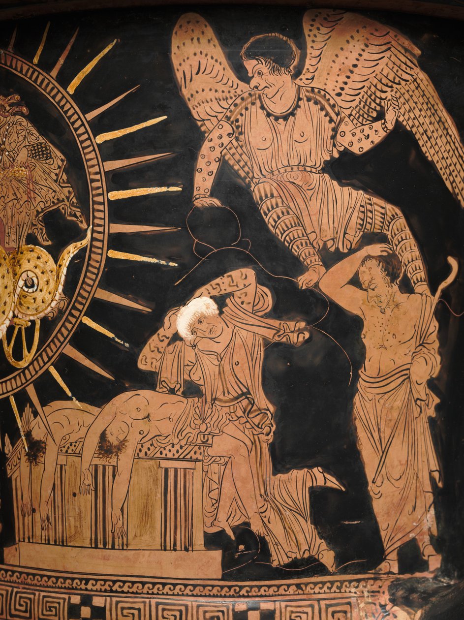 (detail) van een Lucanische Calyx-Krater, ca. 400 v.Chr. door Policoro Painter