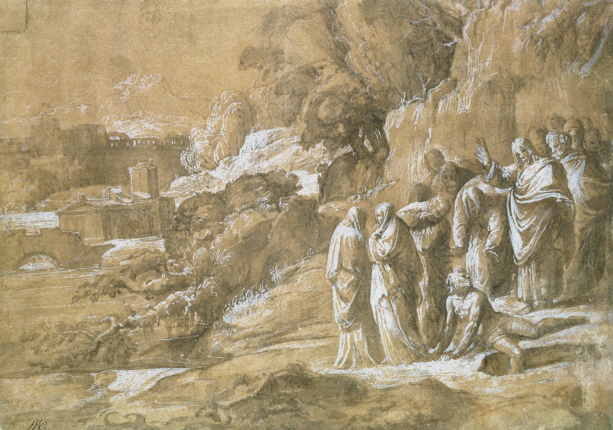De Opwekking van Lazarus door Polidoro da Caravaggio
