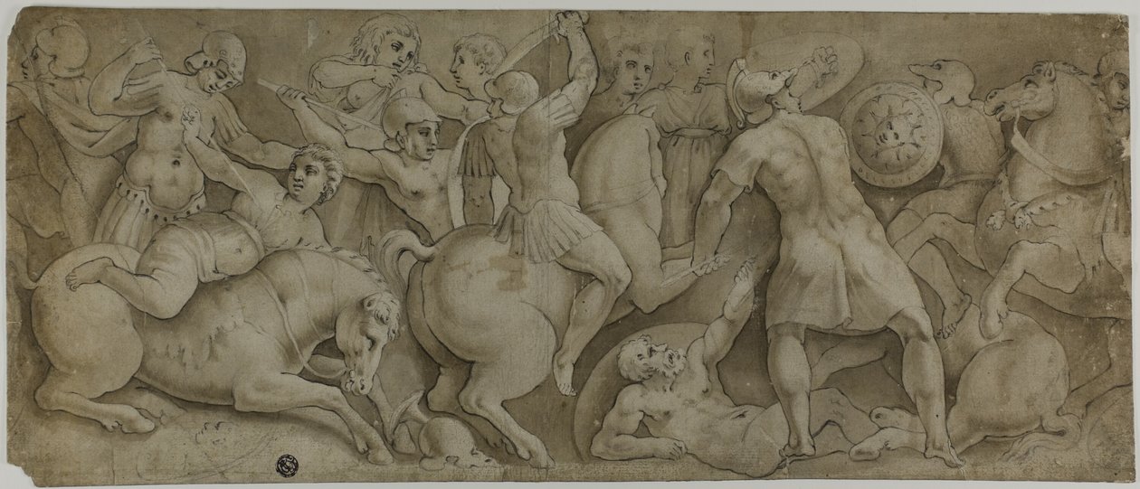Strijd der Amazones door Polidoro da Caravaggio