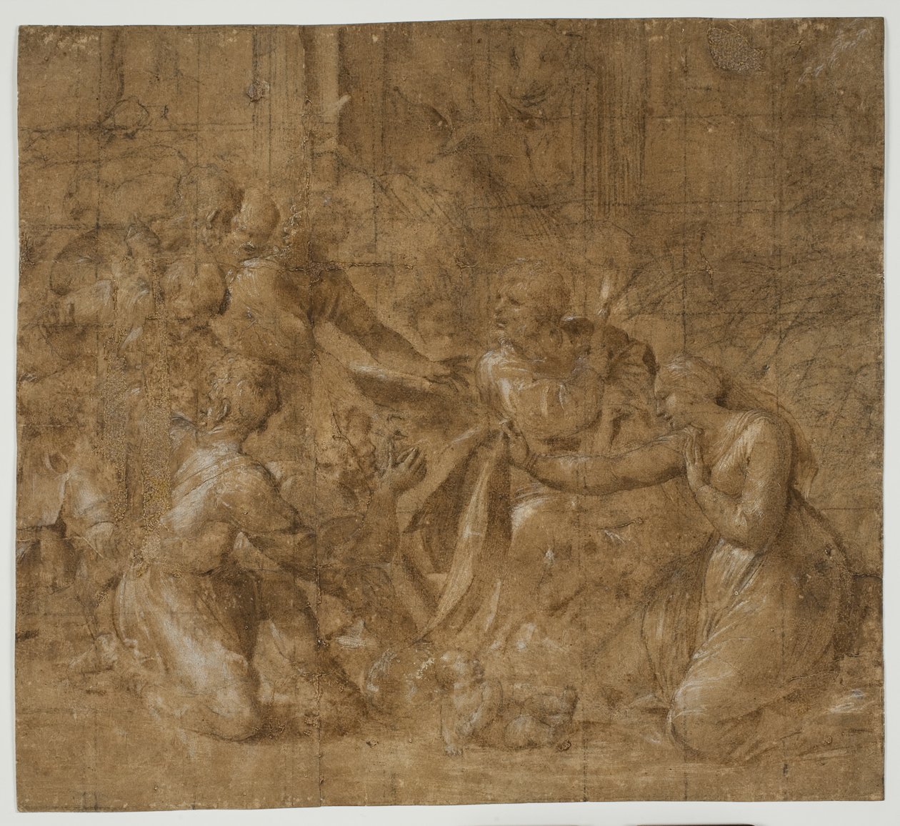 De aanbidding van de herders door Polidoro da Caravaggio