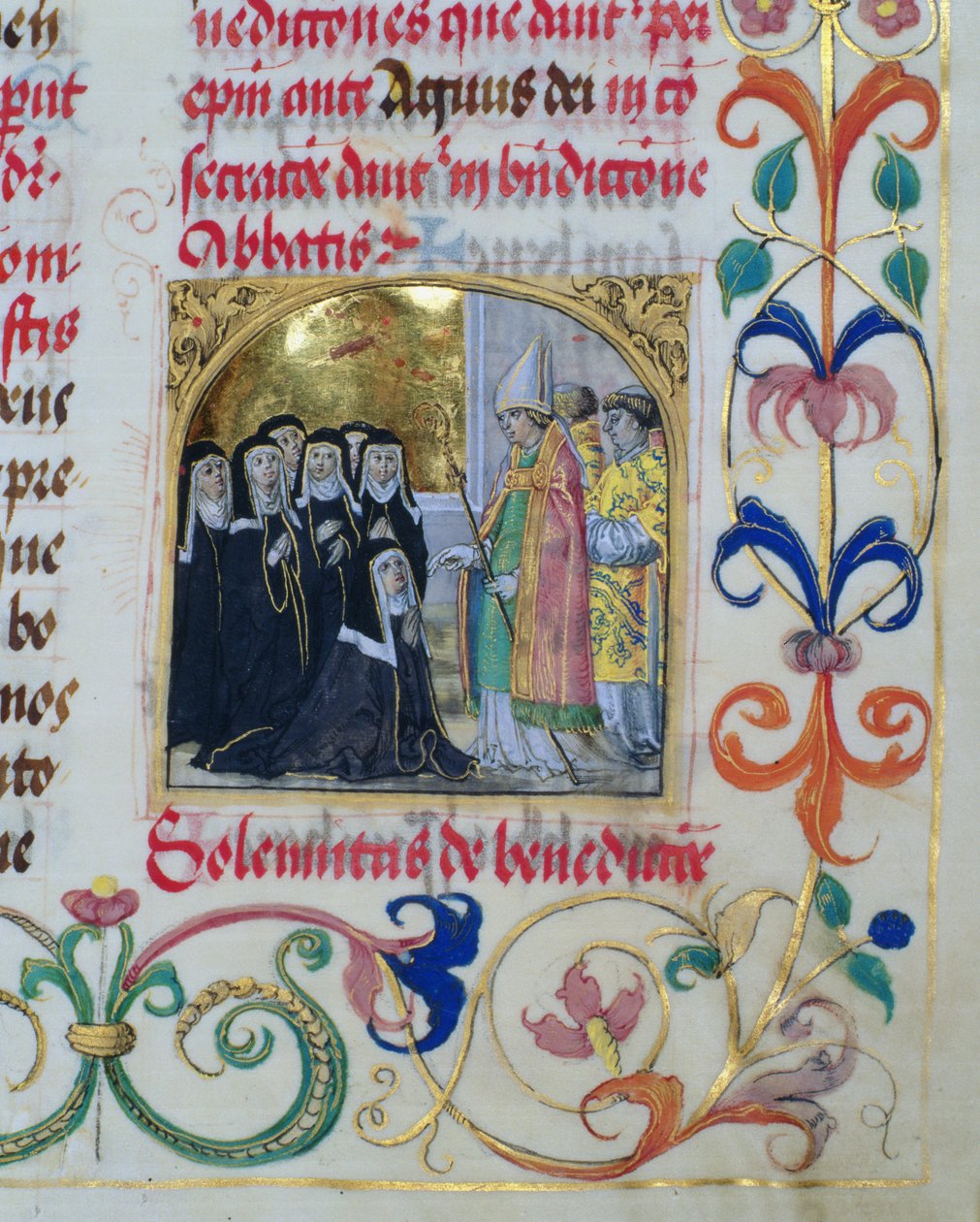 Bisschop zegent de nonnen uit het Pontificale van Bisschop Erasmus Ciolek, c.1510 door Polish School