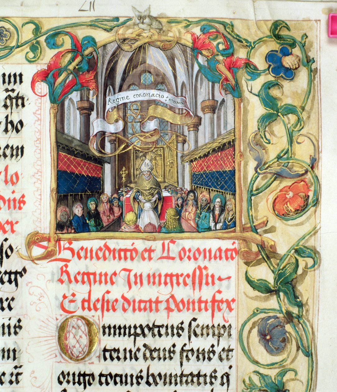 Kroning van de Koningin van Polen uit het Pontificale van Bisschop Erasmus Ciolek, c.1510 door Polish School