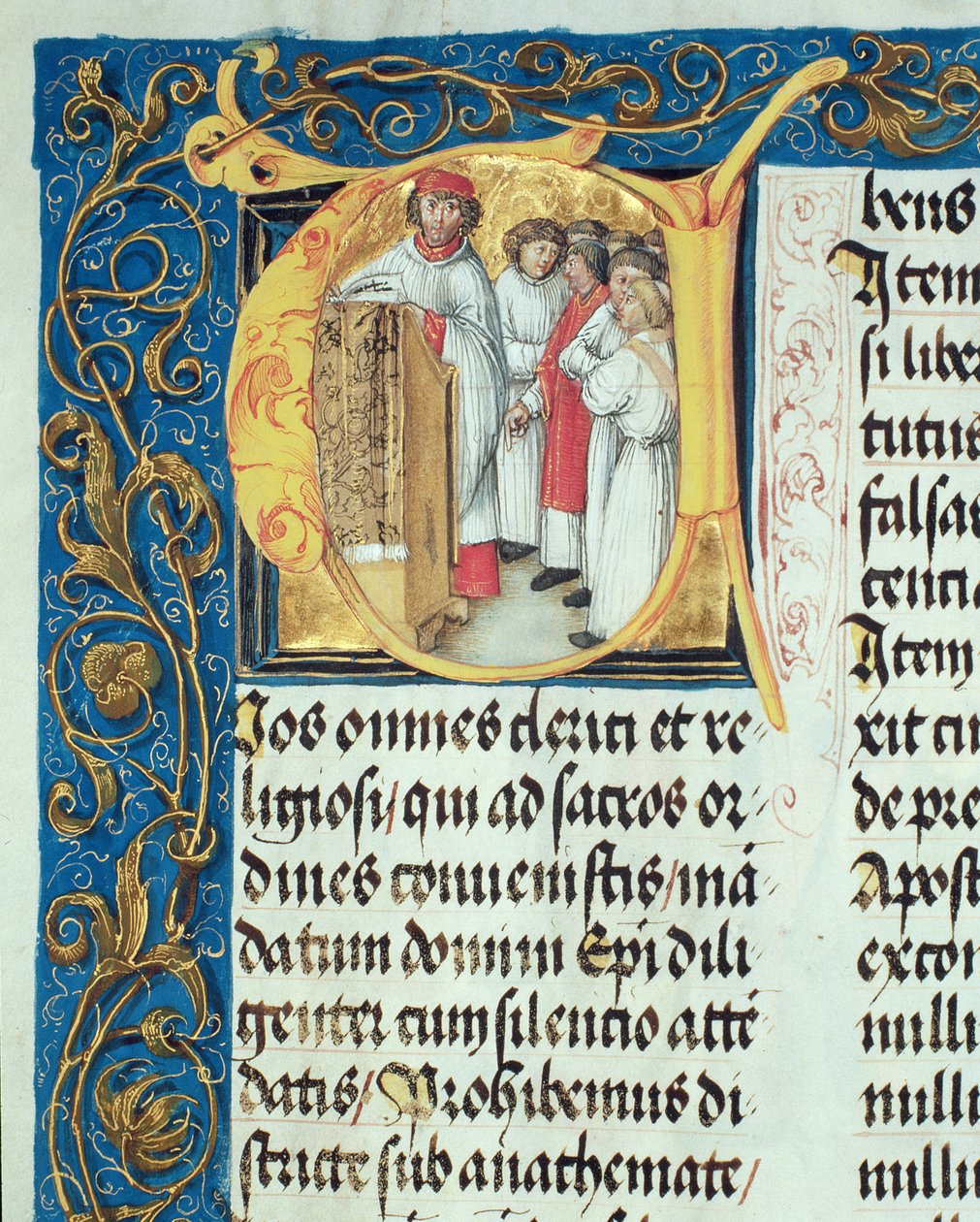 Wijding van seminaristen tot het priesterschap, uit het Pontificale van bisschop Erasmus Ciolek door Polish School