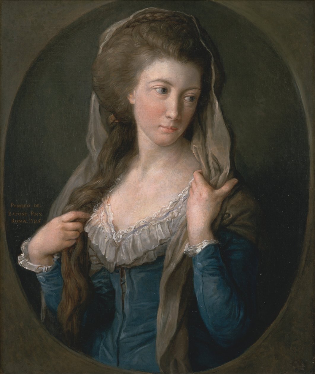 Portret van een vrouw, traditioneel geïdentificeerd als Margaret Stuart, Lady Hippisley door Pompeo Batoni