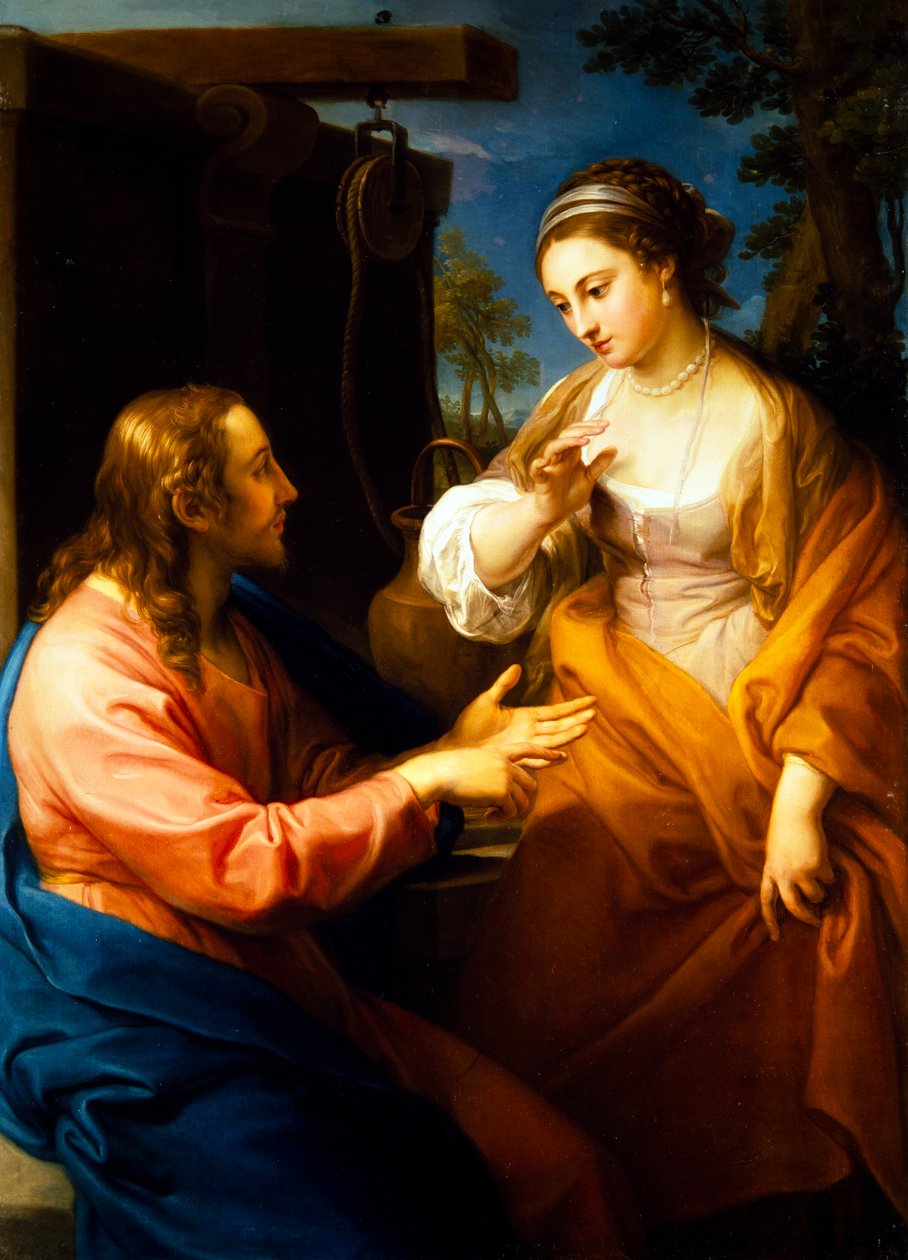 Christus en de vrouw van Samaria door Pompeo Girolamo Batoni