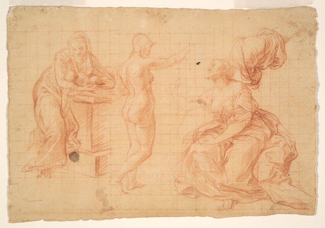 Studien für "Herkules an der Weggabelung" und für die "Geburt Christi" door Pompeo Girolamo Batoni
