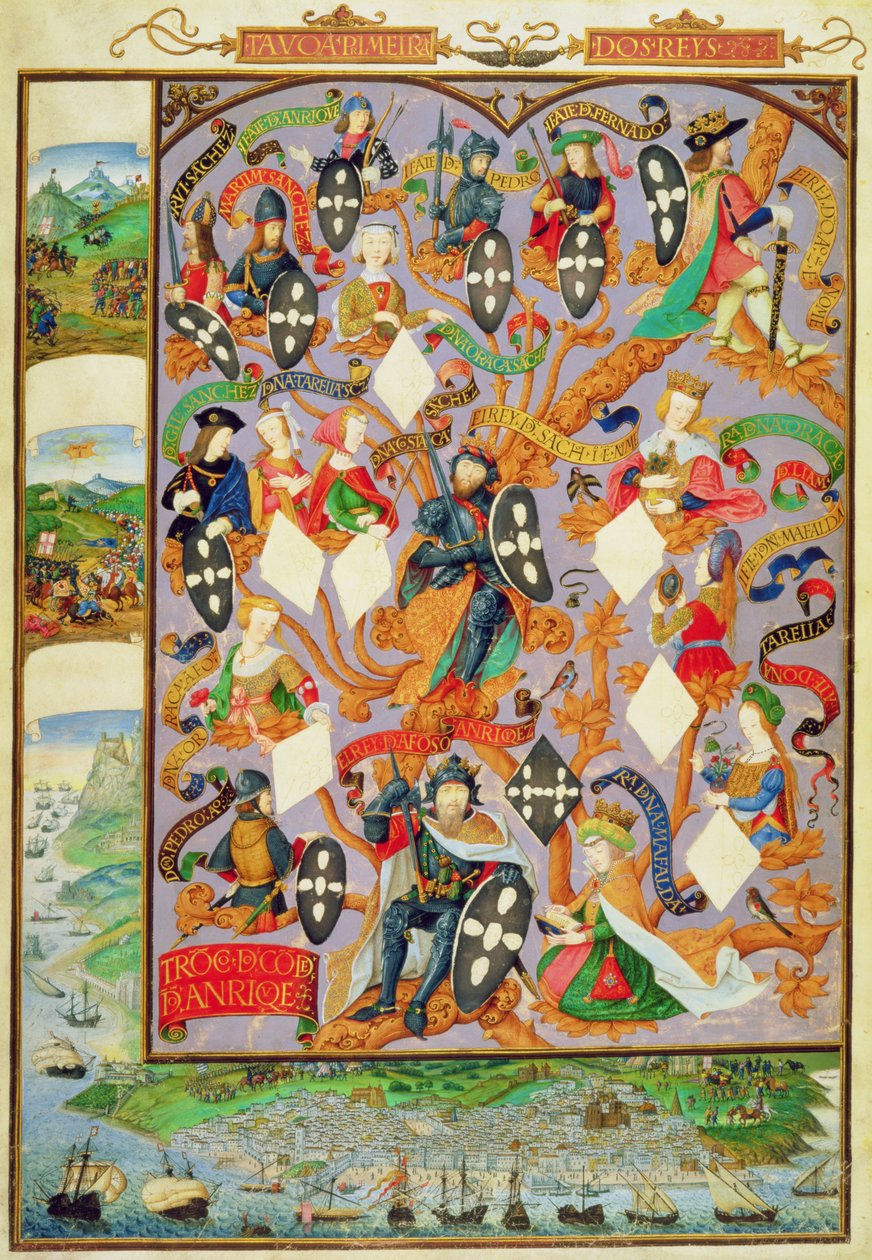 Stamboom van Alfonso I (1128-85) door Portuguese School