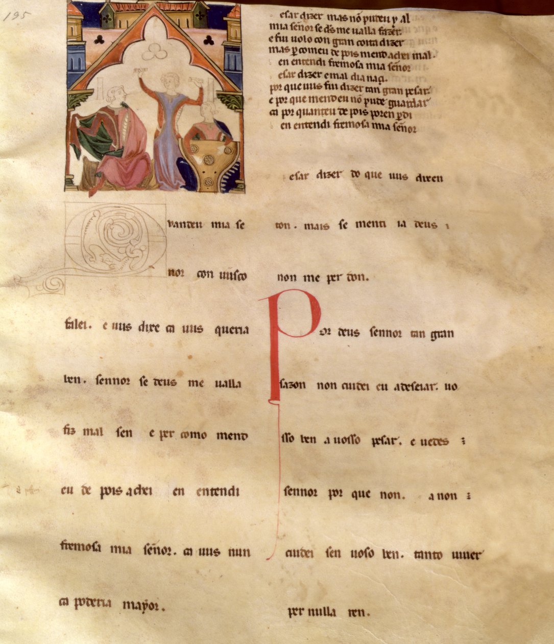 Ajuda Liedverzen, Pagina 195R, 13e-15e eeuw door Portuguese School