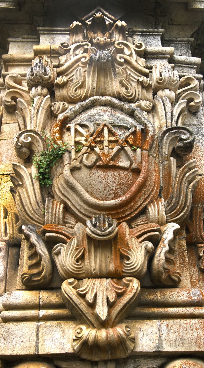 Zuidzijde van de Santuário de Nossa Senhora dos Remédios obelisk, Lamego, Portugal. 1738 door Portuguese School