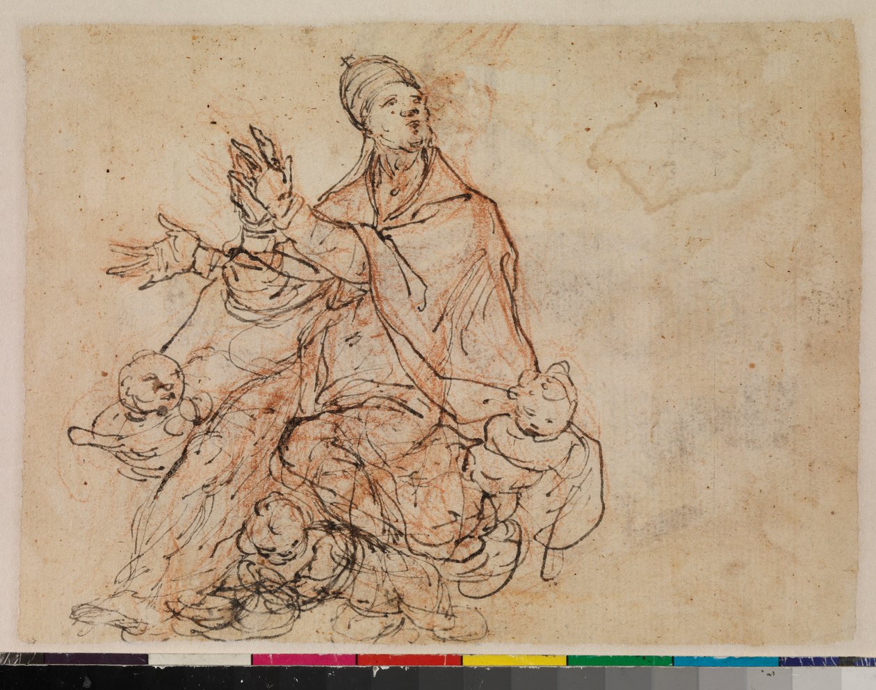 Studie voor de apotheose van een bisschop heilige, verso, 1675-99 door Portuguese School